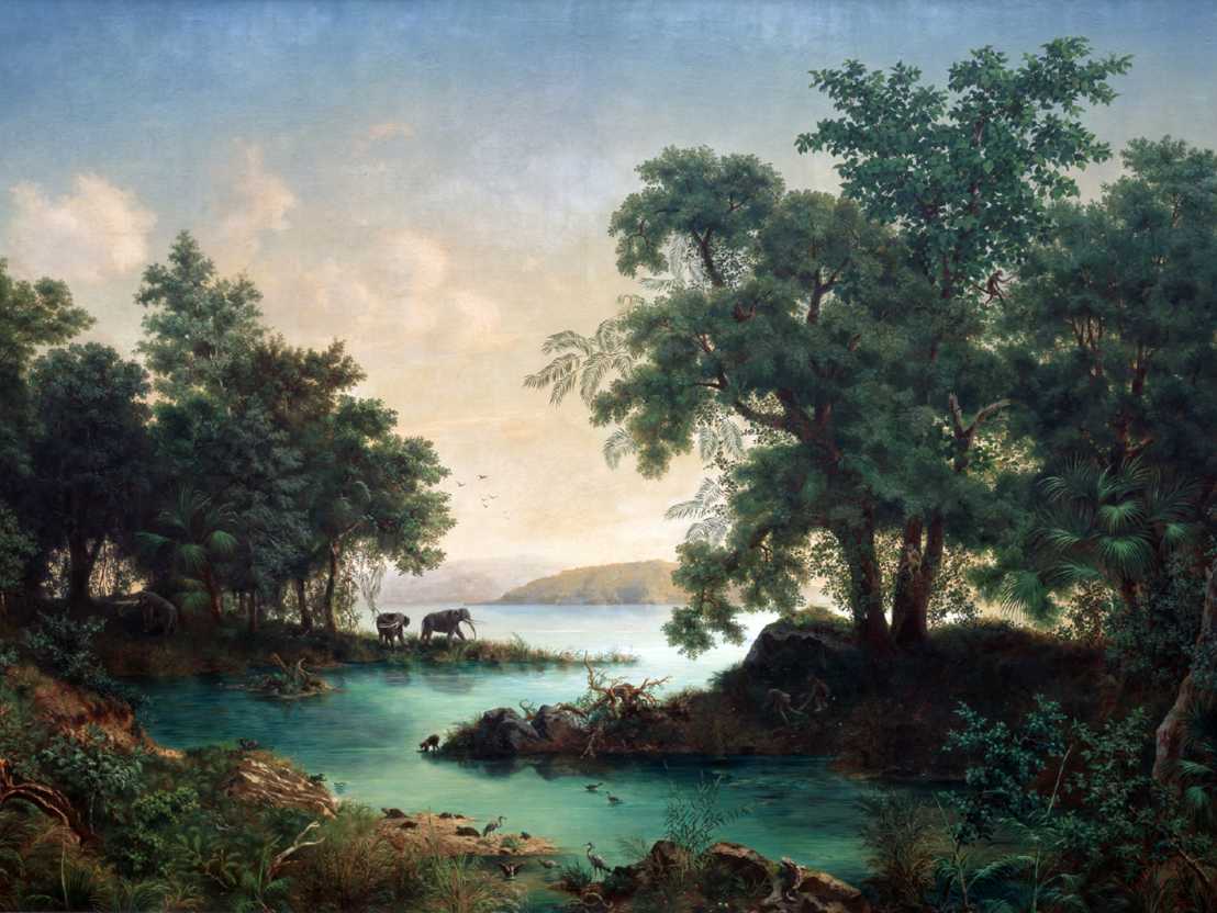 Enlarged view: The Oehninger painting shows a reconstruciotn of the landscape