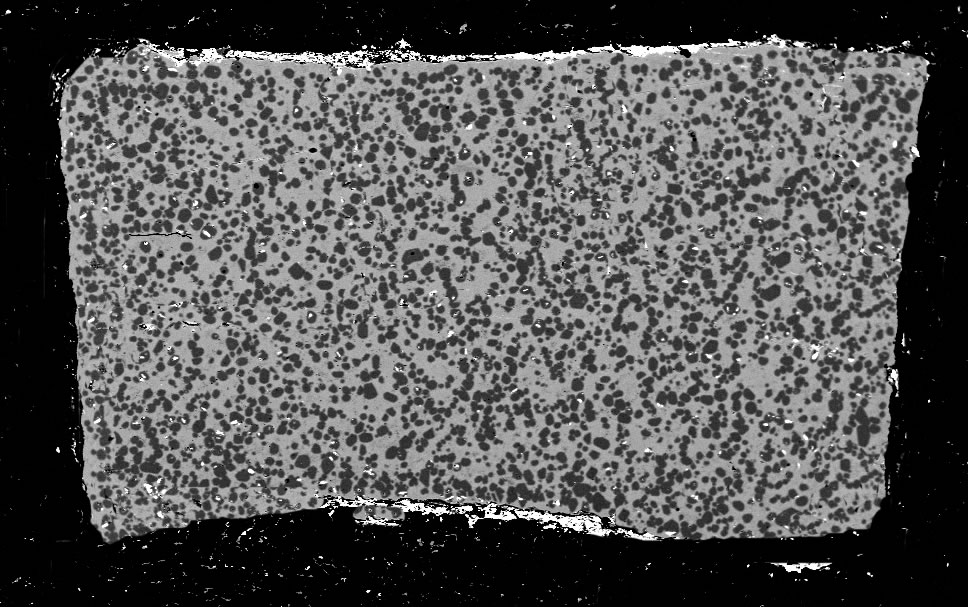 Enlarged view: Start of the experiment, are evenly distributed in the melt 