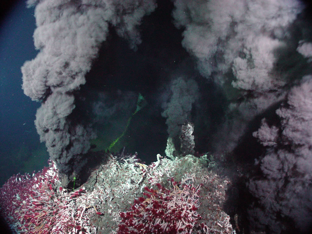 Enlarged view: "Black Smokers" – hot springs in the deep sea