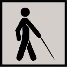 Piktogramm von einem Sehbehinderten mit Stock