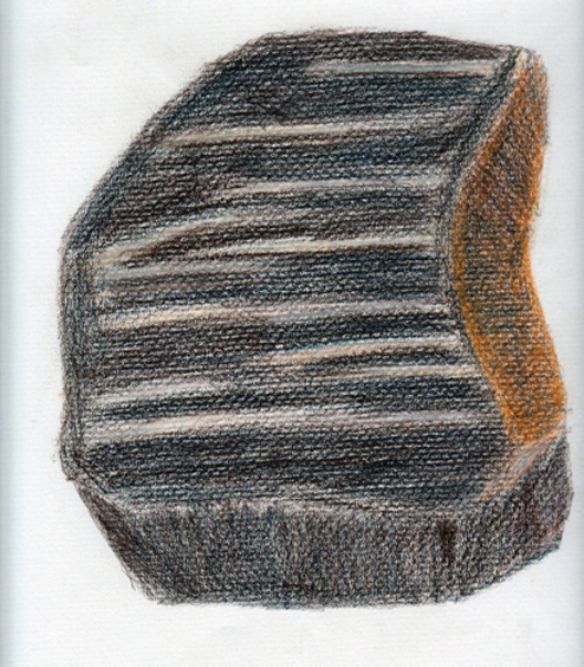 Grosser schwarzweisser Stein, gezeichnet