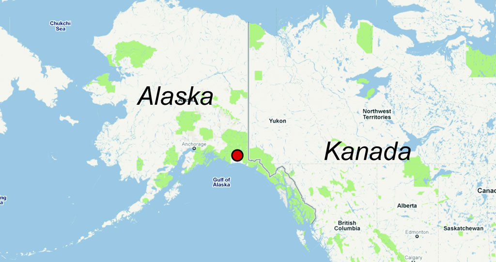 Vergrösserte Ansicht: Kartenausschnitt Alaska und Kanada   